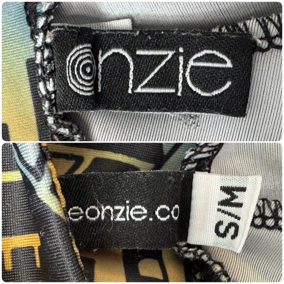 ONZIE Rainbow Geometric Abstract Low Rise Leggings Hot Yoga Pants Size S/M - Picture 8 of 8